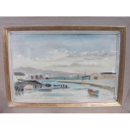 421 - ROLAND VIVIAN PITCHFORTH, R.A., Dock View, Gibraltar, signed, and inscribed, watercolour, 11½ x 18½i... 