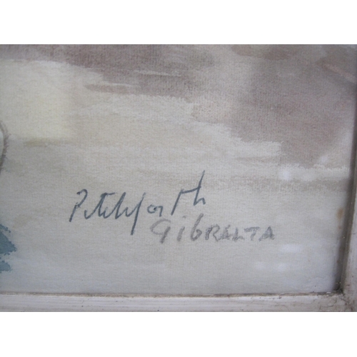 421 - ROLAND VIVIAN PITCHFORTH, R.A., Dock View, Gibraltar, signed, and inscribed, watercolour, 11½ x 18½i... 