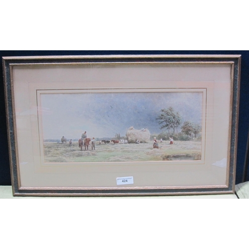 424 - JOHN MACPHERSON. Hay Harvest, signed, watercolour, 7½ x 16¾in