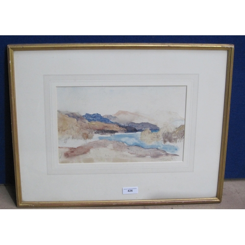 426 - SIR DAVID YOUNG CAMERON RA. Loch Chon, signed, with inscription as title on label verso, watercolour... 