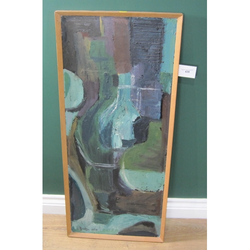 430 - GRAHAM BENTON. Still Life, signed and dated 1966, and inscribed verso,  oil on board, 34½ x 14½in