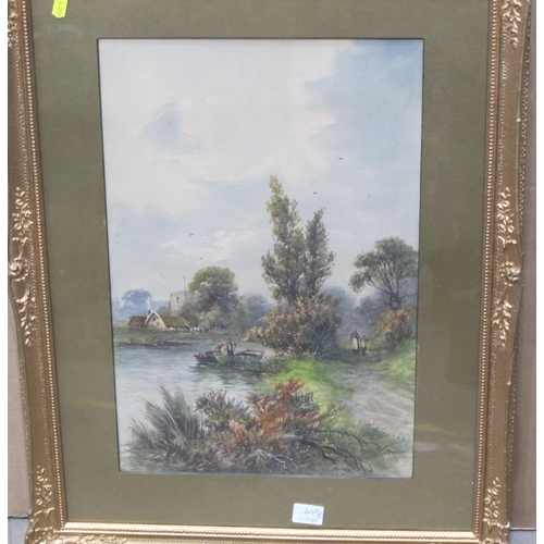 440 - J. WILTON. On a Path by a Farm; and By a River, signed, watercolour, 17½ x 12iin; a pair (2)