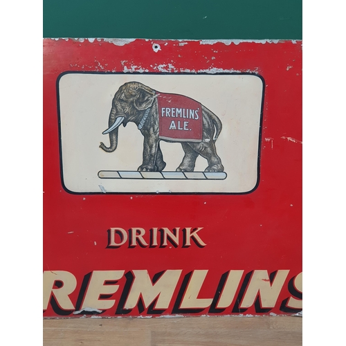 45 - A A Fremlin's Ale metal Sign laid on board depicting an elephant, 4ft 6in W x 3ft H