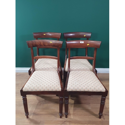 460 - A set of four 19th Century mahogany Dining Chairs with drop-in seats on reeded tapering front suppor... 