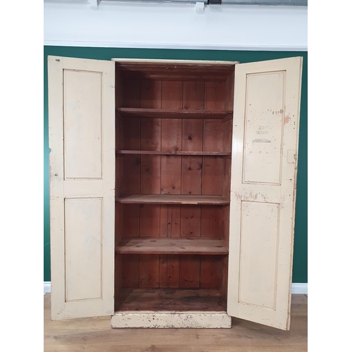 470 - An antique painted pine two door pantry Cupboard enclosing shelves, 6ft 6in H x 3ft W