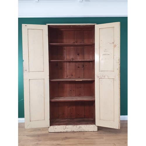 470 - An antique painted pine two door pantry Cupboard enclosing shelves, 6ft 6in H x 3ft W