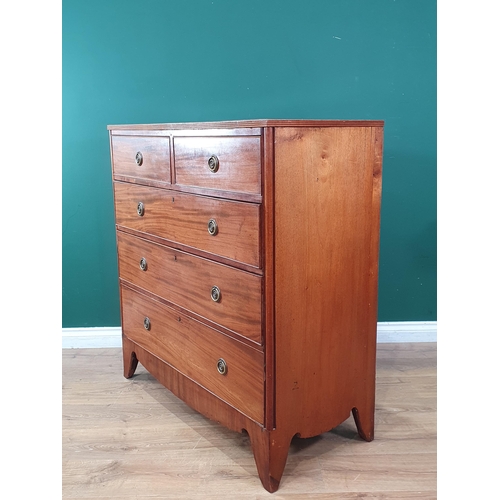 472 - A 19th Century mahogany Chest of two short and three long drawers on splayed feet 3ft 5in H x 3ft 4i... 