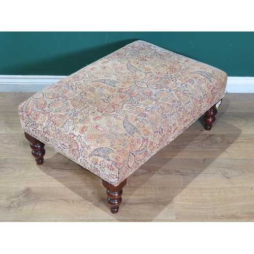 486 - A modern floral upholstered Footstool on turned supports, 2ft 10