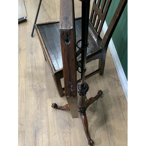 489 - An antique oak single Chair with pierced splat back and a 19th Century mahogany Pole Screen with oct... 