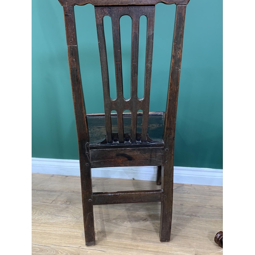 489 - An antique oak single Chair with pierced splat back and a 19th Century mahogany Pole Screen with oct... 