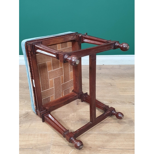 512 - A 19th Century rosewood Dressing Stool with square tapering supports and squared stretchers, 18in W