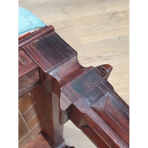 512 - A 19th Century rosewood Dressing Stool with square tapering supports and squared stretchers, 18in W