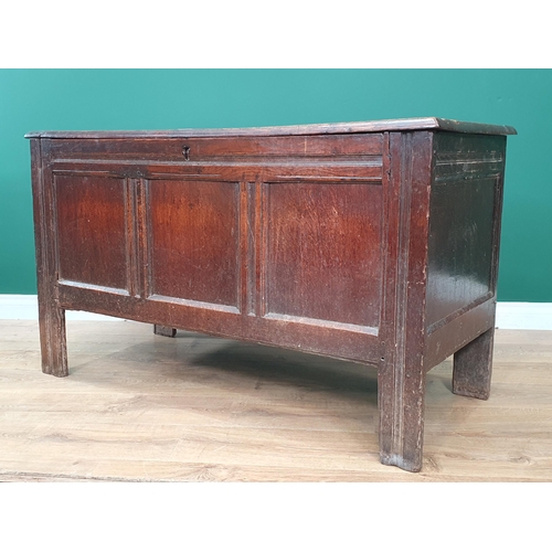 515 - An antique oak Coffer with three panel top, above three panel front, 4ft 22 x 2ft 5