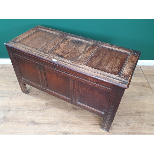 515 - An antique oak Coffer with three panel top, above three panel front, 4ft 22 x 2ft 5