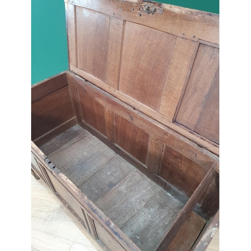 515 - An antique oak Coffer with three panel top, above three panel front, 4ft 22 x 2ft 5