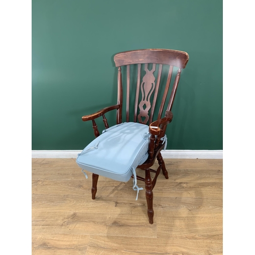 526 - A stained wood Kitchen Armchair 3ft 9in H x 2ft W