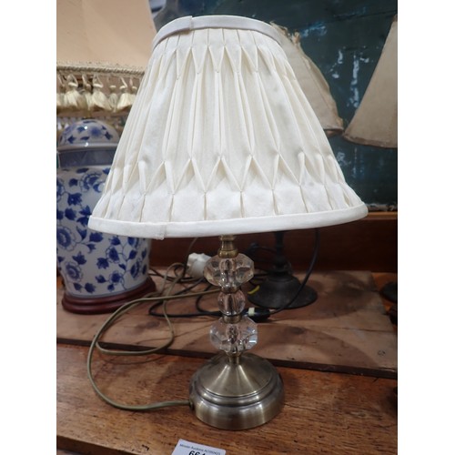 247 - A pair of metal Table Lamps and shades, a turned oak Table Lamp and shade, another Table Lamp and a ... 