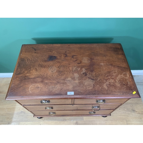 527 - A 19th Century mahogany Chest of two short and two long drawers mounted on bun feet 3ft 2in W x 2ft ... 