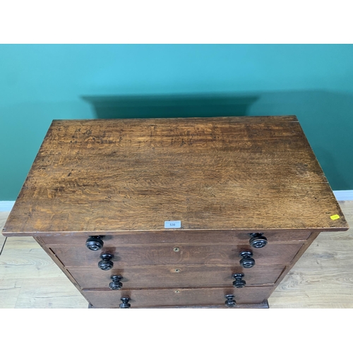 530 - A 19th Century oak Chest of four graduated drawers 3ft 3in H x 3ft 2in W