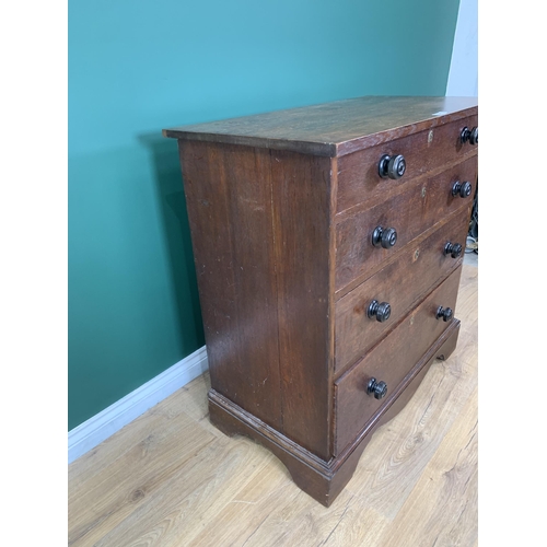 530 - A 19th Century oak Chest of four graduated drawers 3ft 3in H x 3ft 2in W