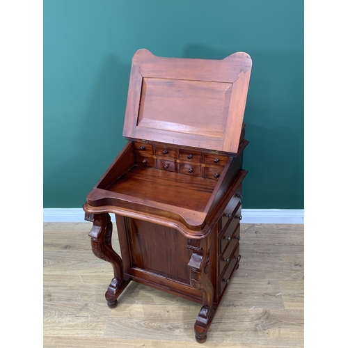 531 - A reproduction Victorian style mahogany Davenport 2ft 10in H x 1ft 10in W