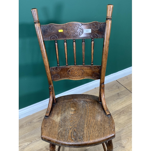 534 - An antique oak spindle back Chair and an oak gateleg Dining Table