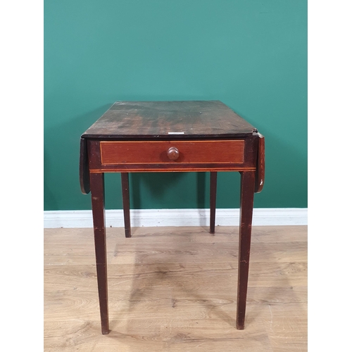 543 - A 19th Century mahogany Pembroke Table, fitted frieze drawer, on square tapered supports A/F.