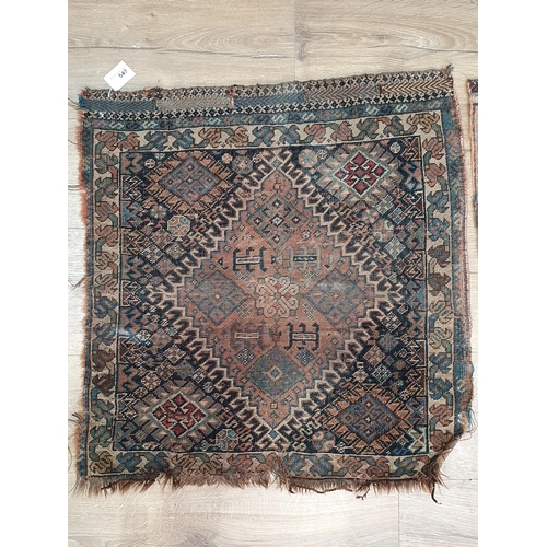 547 - Two old Persian Saddle Bag Rugs 2ft x 1ft 11in