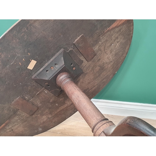 572 - An 18th Century and later mahogany Pillar Table with associated oval top 3ft 2in W x 2ft 4in H