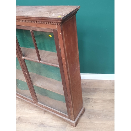 574 - A mahogany and glazed two door Bookcase on bracket feet 4ft 3in H x 4ft 1in W