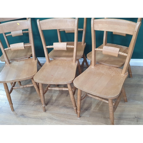 576 - A set of six beech Kitchen Chairs