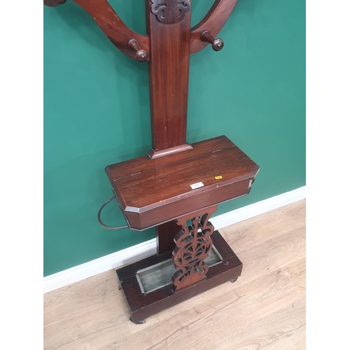 577 - A Victorian rosewood Hallstand with shaped arms and turned hooks 6ft 7in H x 2ft 4in W