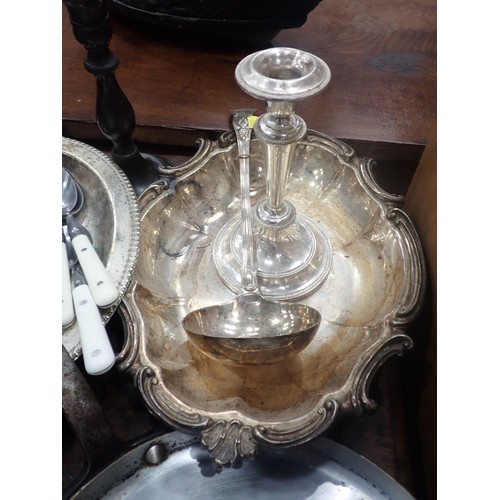 250 - A quantity of metal ware and silver plated items including Coffee Pot, cased Goblets, glass Inkwell,... 