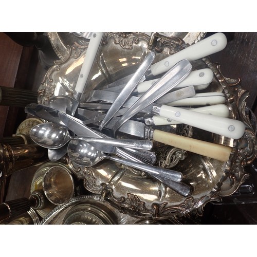 250 - A quantity of metal ware and silver plated items including Coffee Pot, cased Goblets, glass Inkwell,... 