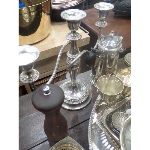 250 - A quantity of metal ware and silver plated items including Coffee Pot, cased Goblets, glass Inkwell,... 