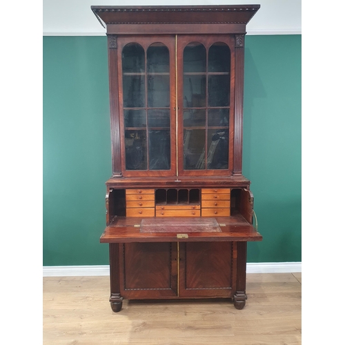 587 - A Victorian mahogany Secretaire Bookcase fitted pair of glazed doors 7ft 8in H x 3ft 7in W