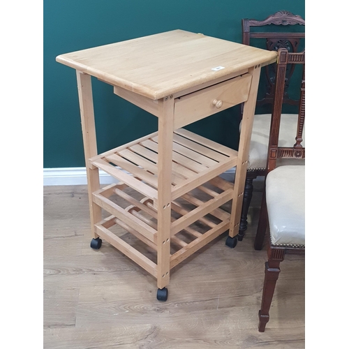 603 - A beechwood Kitchen Unit and five Victorian Single Chairs