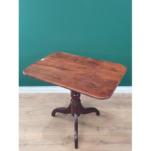 610 - A 19th Century mahogany Pillar Table with rectangular top 2ft 9in W x 2ft 4in H