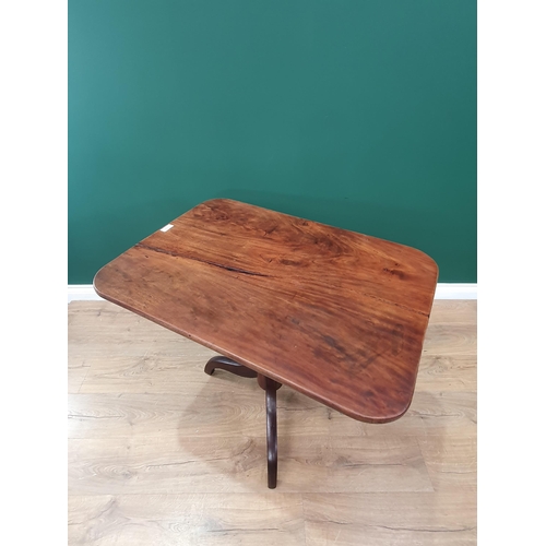 610 - A 19th Century mahogany Pillar Table with rectangular top 2ft 9in W x 2ft 4in H