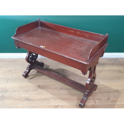 616 - A Victorian stained Wash Stand with raised gallery back on cheval base 3ft 7in W x 2ft 7in H