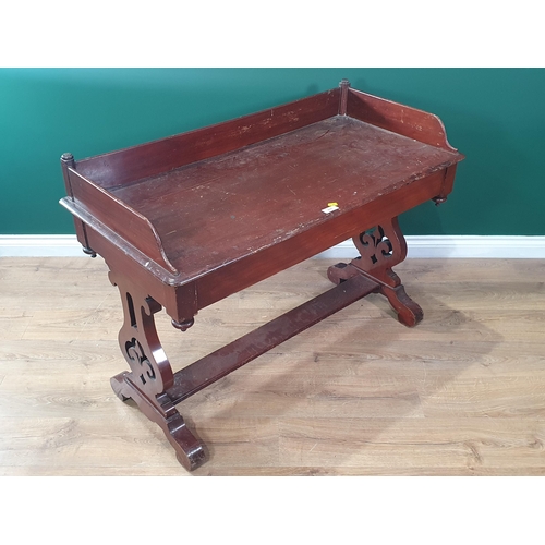 616 - A Victorian stained Wash Stand with raised gallery back on cheval base 3ft 7in W x 2ft 7in H