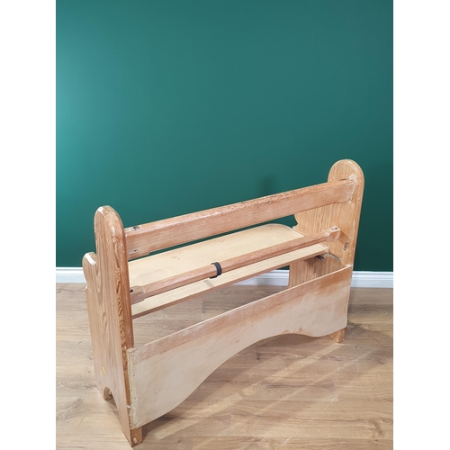 619 - A pitch pine and mixed wood Pew 3ft 11in W x 3ft 1in H