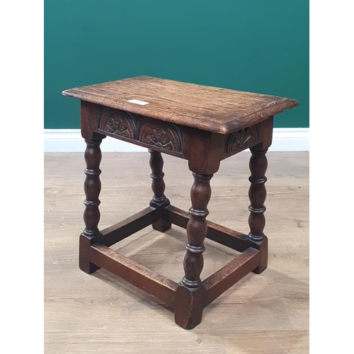 624 - An oak Joint Stool in the 17th Century style 1ft 6in W x 1ft 6in H