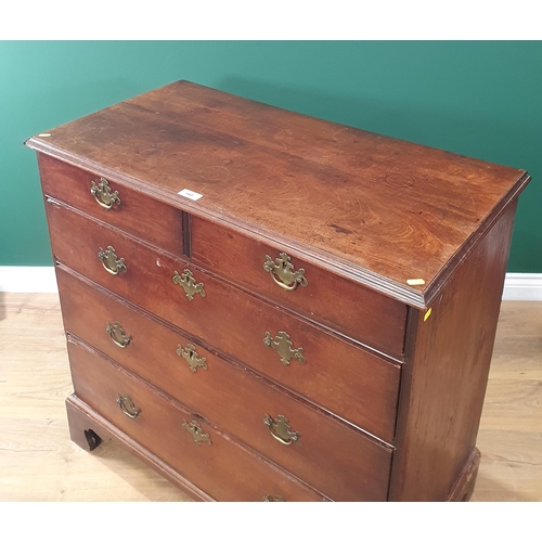 660 - A 19th Century mahogany and pine Chest of two short, and three long graduated Drawers, with brass dr... 