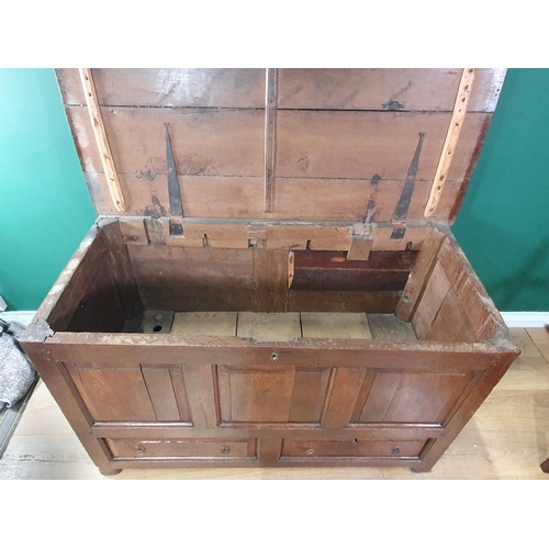 661 - An 18th Century oak Mule Chest with three panel front above two drawers to base 4ft 4in W x 2ft 8in ... 