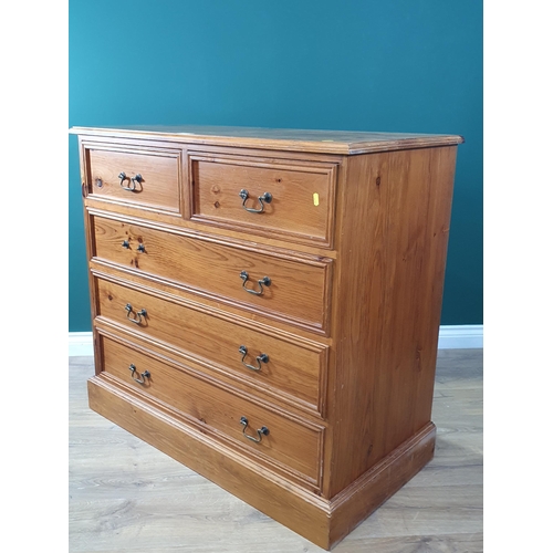 669 - A modern pine Chest of two short and three long drawers 3ft 4in W x 3ft 1in H