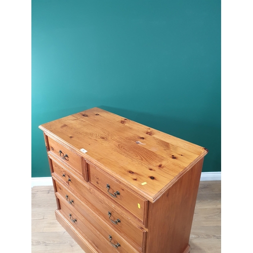 669 - A modern pine Chest of two short and three long drawers 3ft 4in W x 3ft 1in H