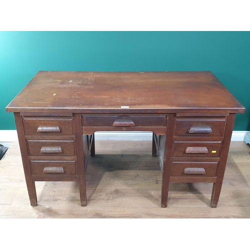 674 - A 20th Century oak Desk (some woodworm) 4ft 6in W x 2ft 6in H