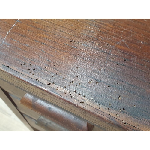 674 - A 20th Century oak Desk (some woodworm) 4ft 6in W x 2ft 6in H