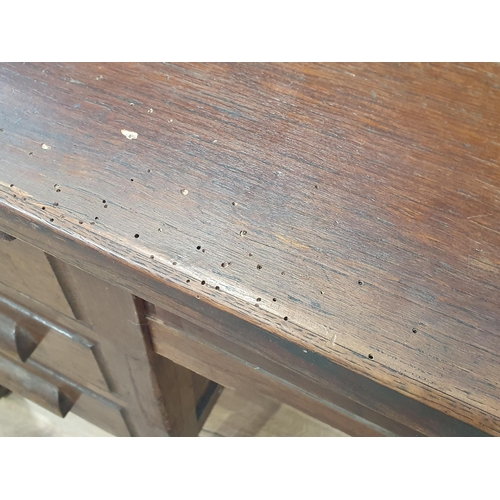 674 - A 20th Century oak Desk (some woodworm) 4ft 6in W x 2ft 6in H